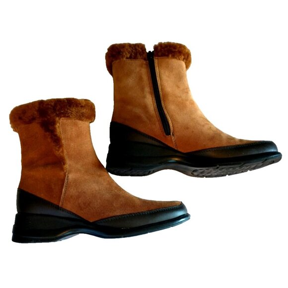 Studio B by Blondo Suede Waterproof Ankle Boots Side Zip Copper Brown - 7.5M - Picture 2 of 8